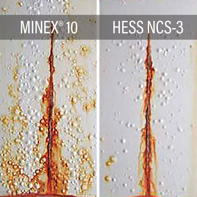 salt fog exposure text comparing Minex 10 to Hess NCS 3